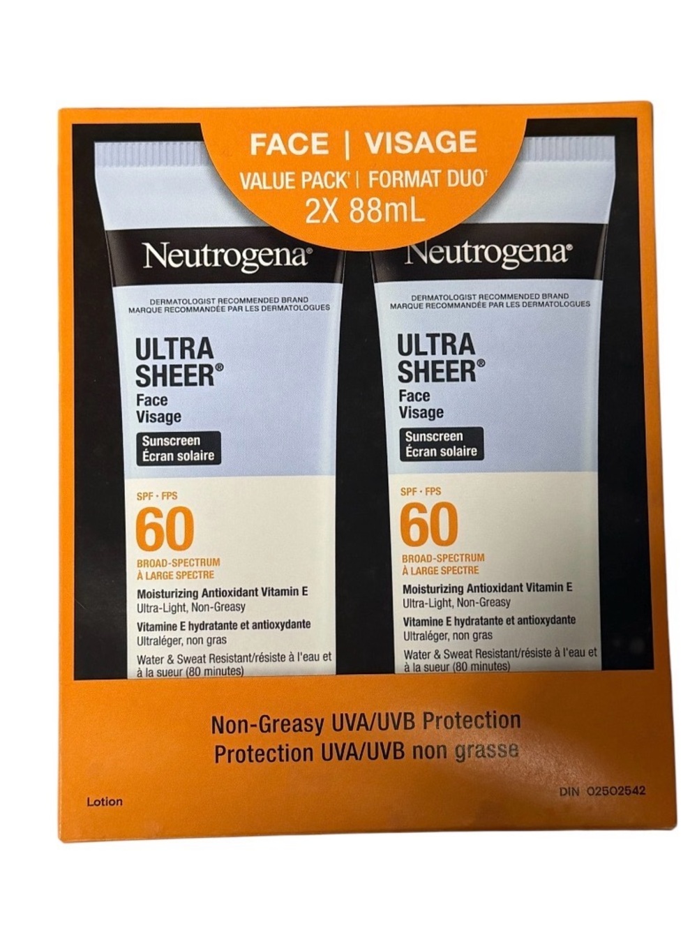 Neutrogena Ultra Sheer Face Sunscreen SPF 60 Two Pack
